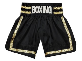 Personalized Black-Gold Boxing Shorts, Boxing Trunks : KNBSH-032-Black-Gold